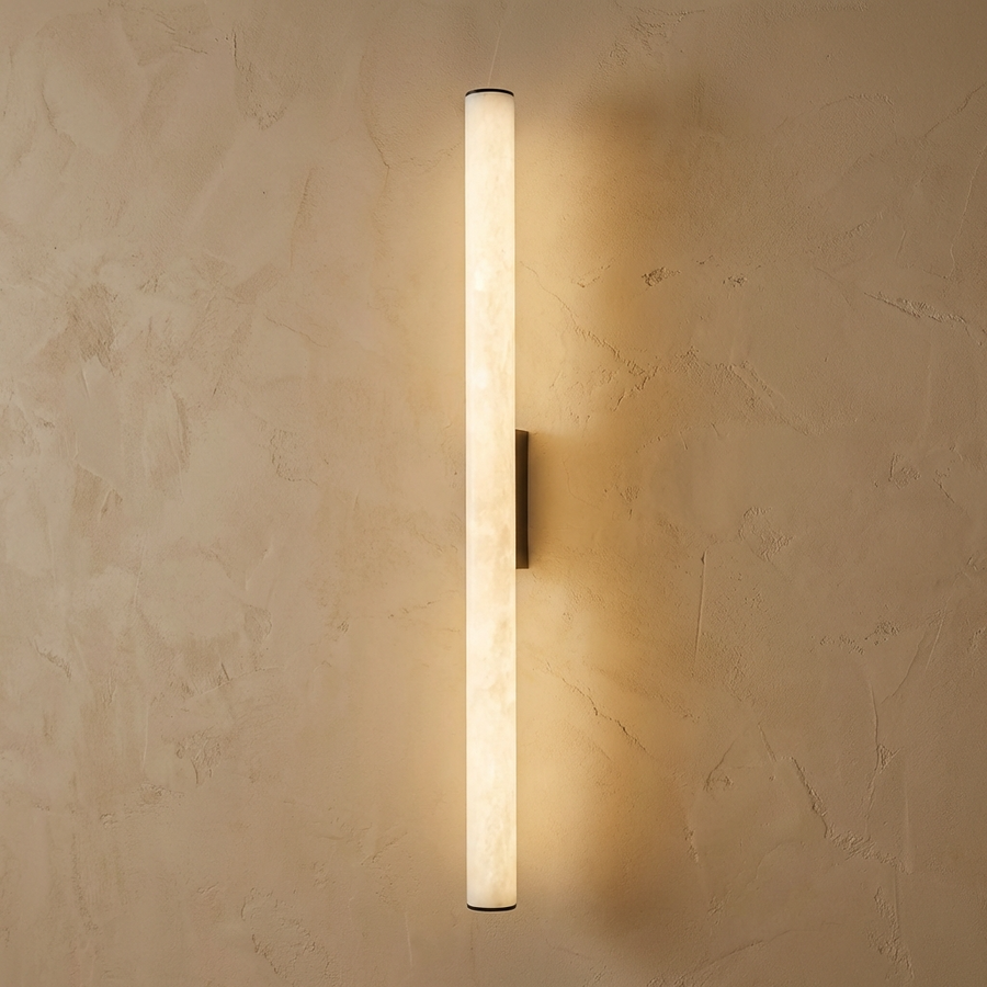 Natural Alabaster Wall Light Linear Design-Lighting > Wall Lights-casanuva-Black - 30cm-Warm Light-casanuva