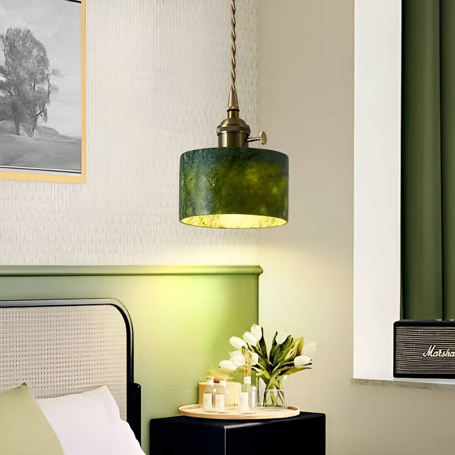 Natural Jade Dark Green Pendant Light-Lighting > Chandeliers & Pendant Lights-casanuva-casanuva