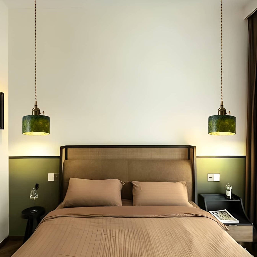 Natural Jade Dark Green Pendant Light-Lighting > Chandeliers & Pendant Lights-casanuva-casanuva