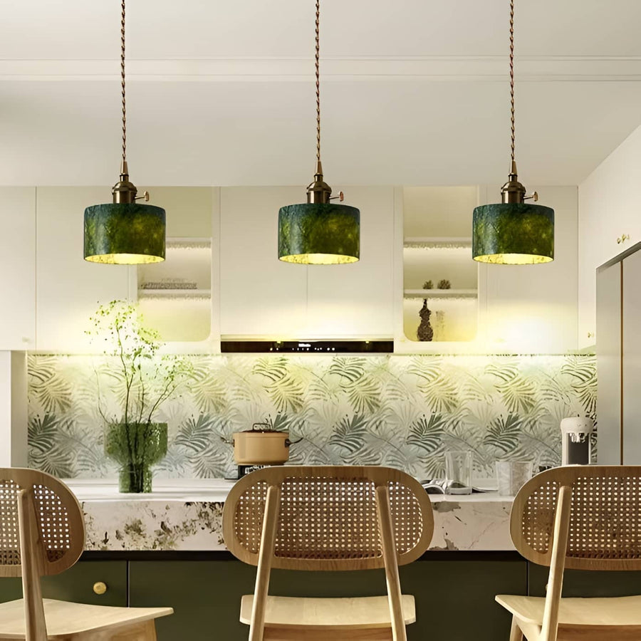 Natural Jade Dark Green Pendant Light-Lighting > Chandeliers & Pendant Lights-casanuva-casanuva