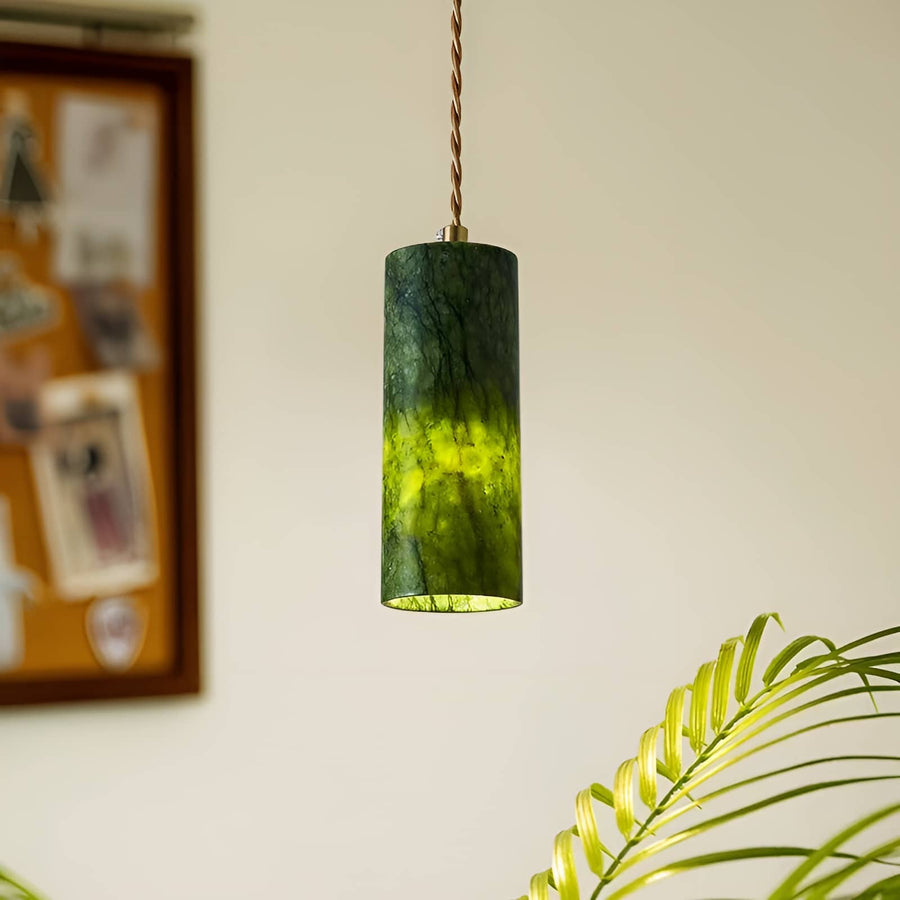 Natural Jade Dark Green Pendant Light-Lighting > Chandeliers & Pendant Lights-casanuva-casanuva