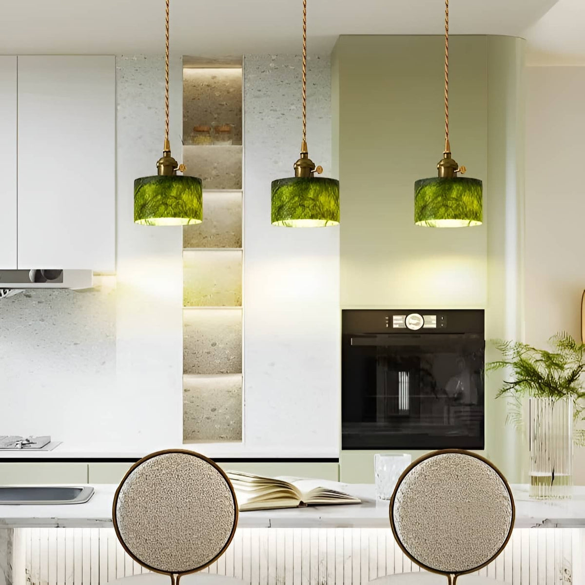 Natural Jade Dark Green Pendant Light-Lighting > Chandeliers & Pendant Lights-casanuva-casanuva