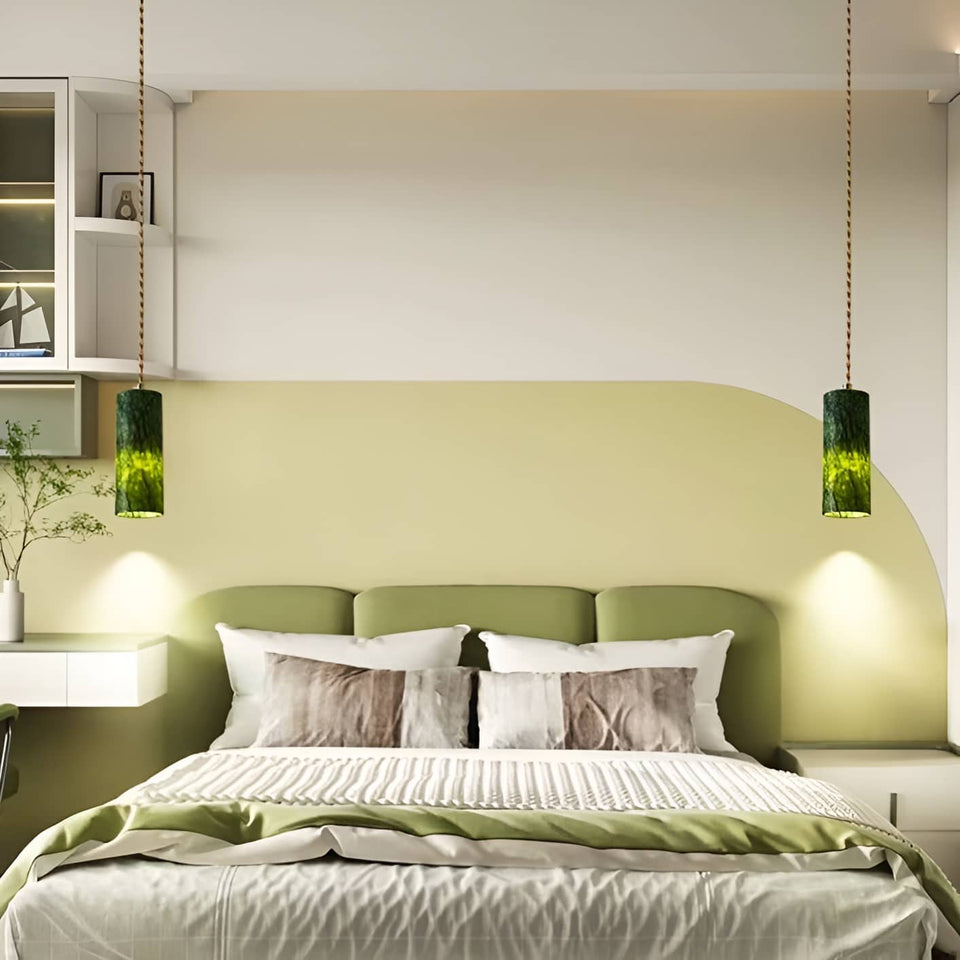 Natural Jade Dark Green Pendant Light-Lighting > Chandeliers & Pendant Lights-casanuva-casanuva
