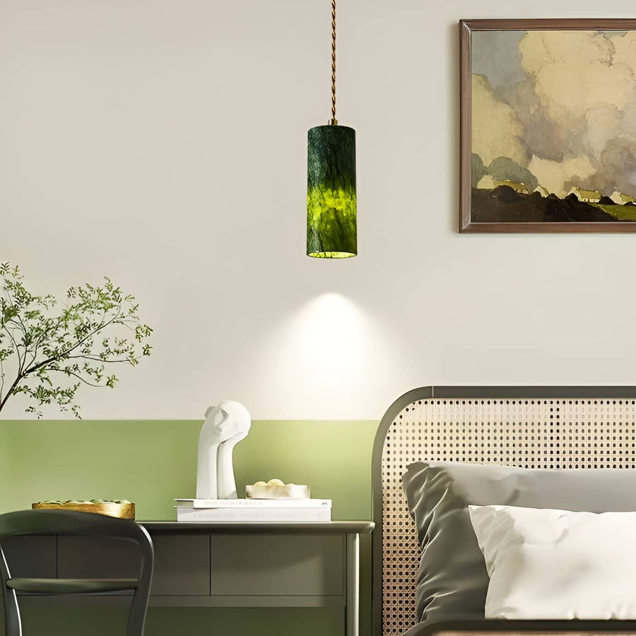 Natural Jade Dark Green Pendant Light-Lighting > Chandeliers & Pendant Lights-casanuva-casanuva