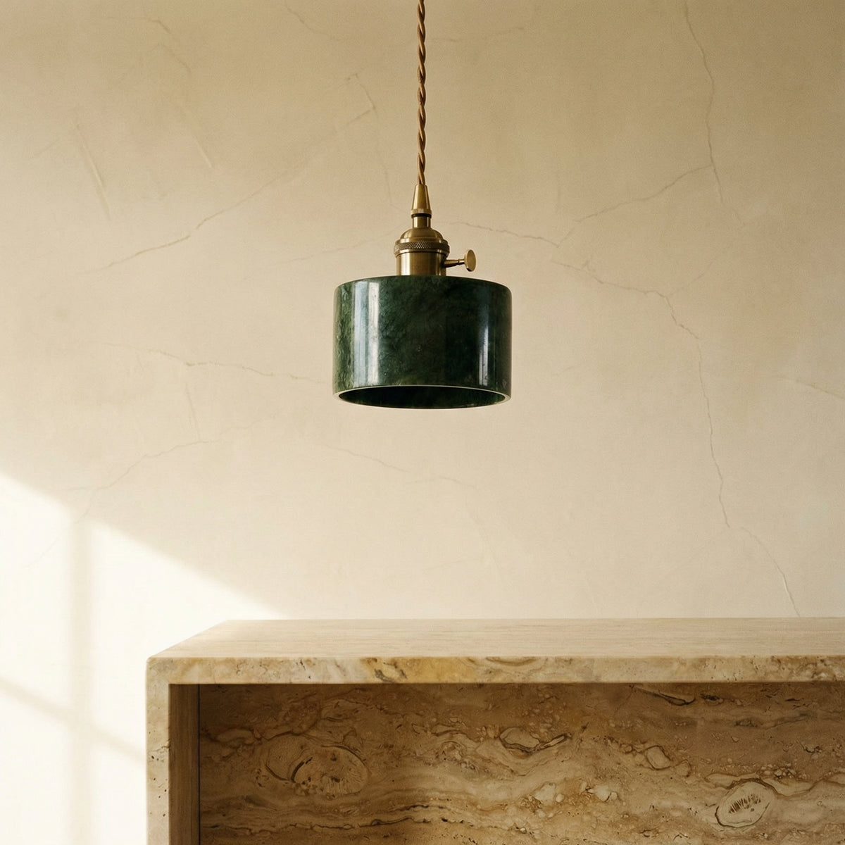 Natural Jade Dark Green Pendant Light-Lighting > Chandeliers & Pendant Lights-casanuva-casanuva