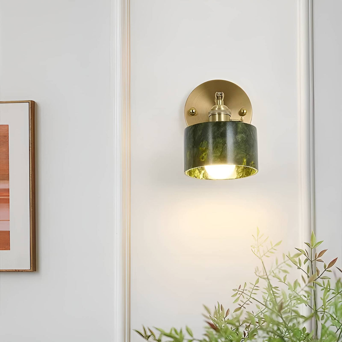 Natural Jade Dark Green Wall Light-Lighting > Wall Lights-casanuva-casanuva