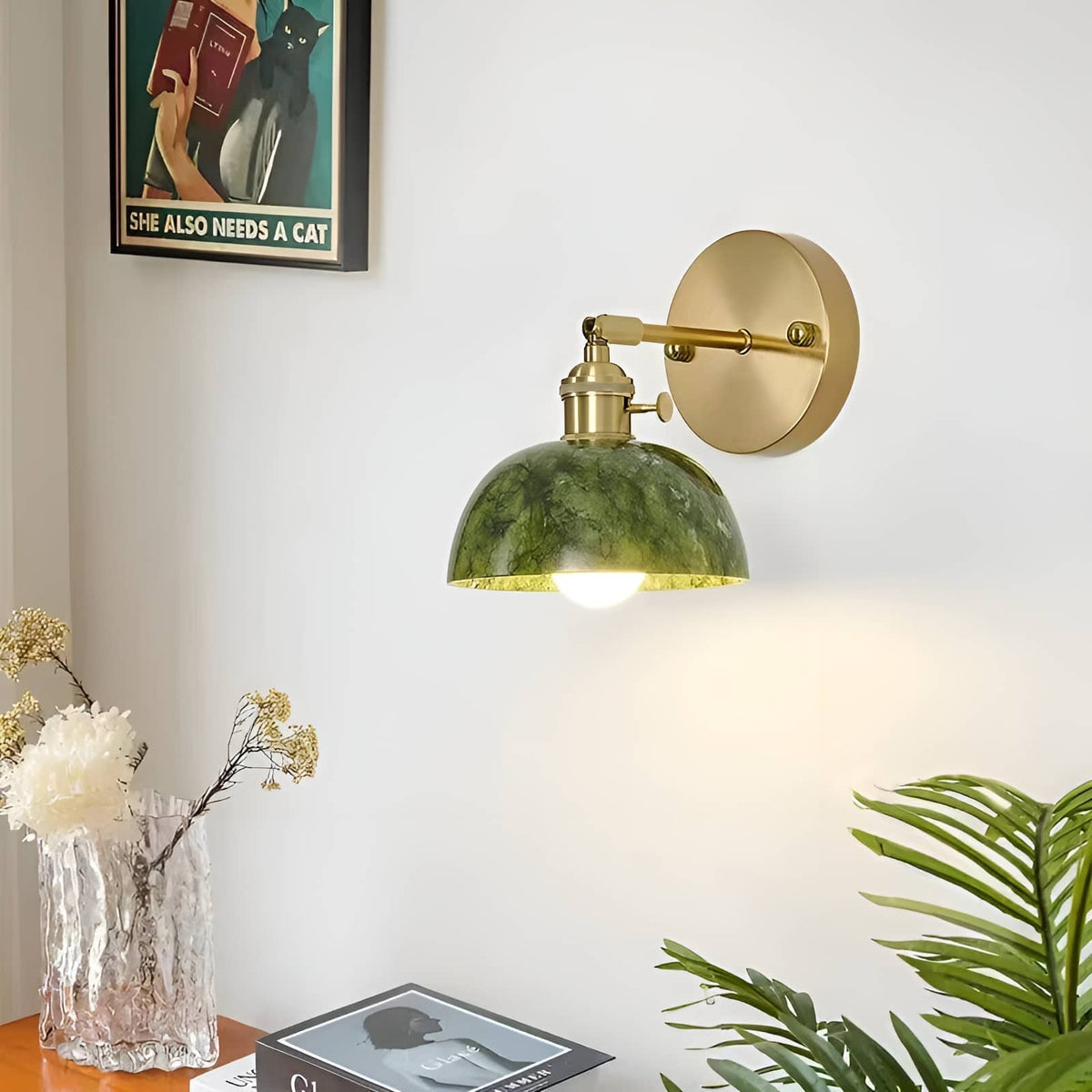 Natural Jade Dark Green Wall Light-Lighting > Wall Lights-casanuva-casanuva