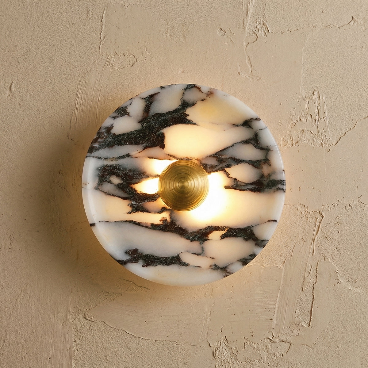 Natural Marble Round Wall Light Fixture-Lighting > Wall Lights-casanuva-casanuva