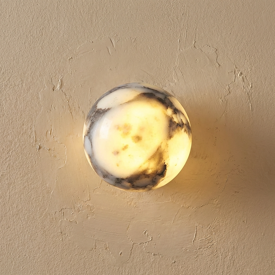 Natural Marble Stone Ball Wall Light Fixture-Lighting > Wall Lights-casanuva-casanuva