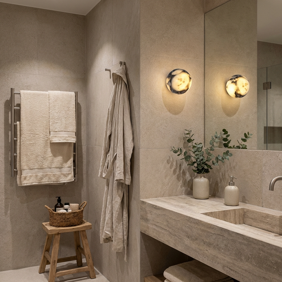 Natural Marble Stone Ball Wall Light Fixture-Lighting > Wall Lights-casanuva-casanuva
