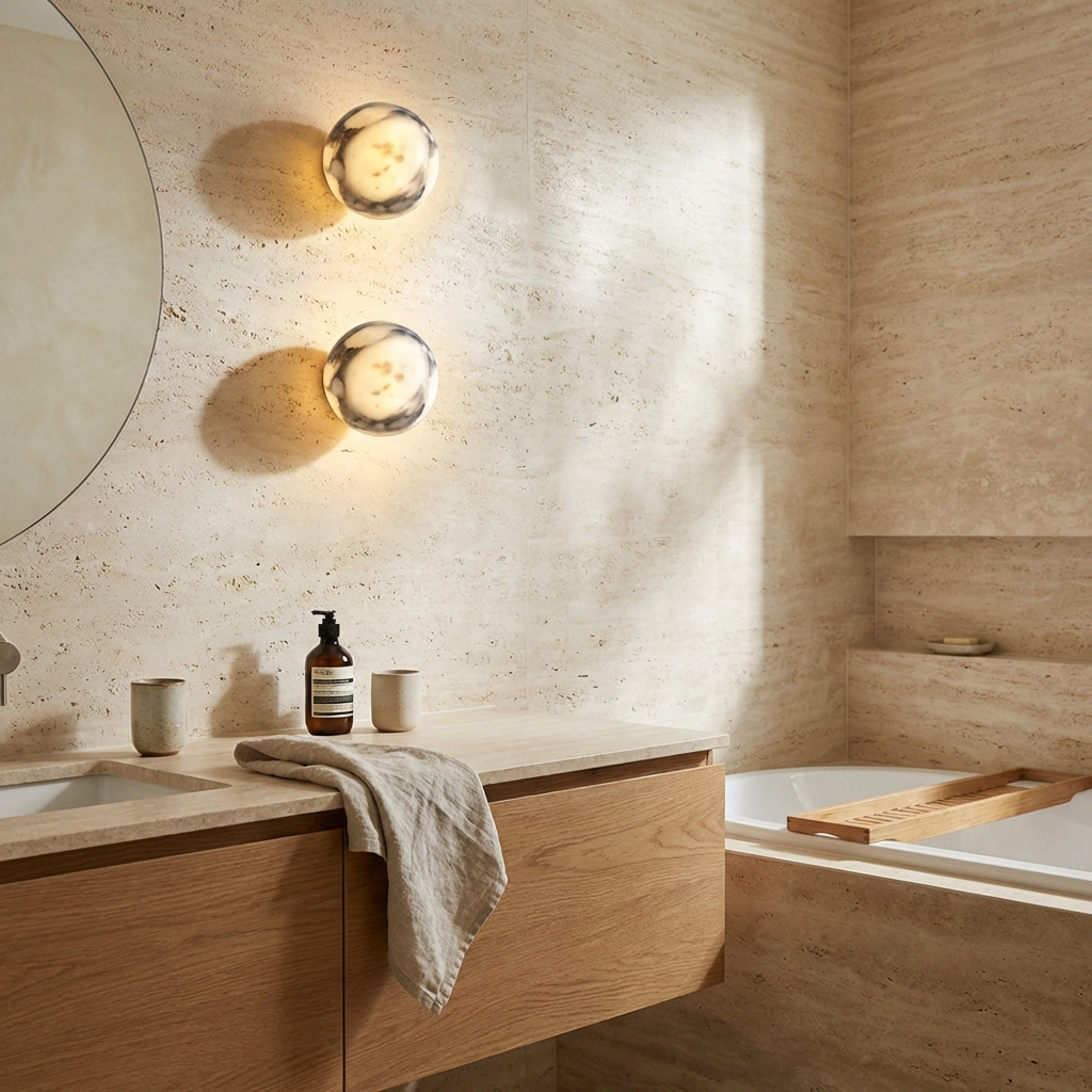 Natural Marble Stone Ball Wall Light Fixture-Lighting > Wall Lights-casanuva-casanuva