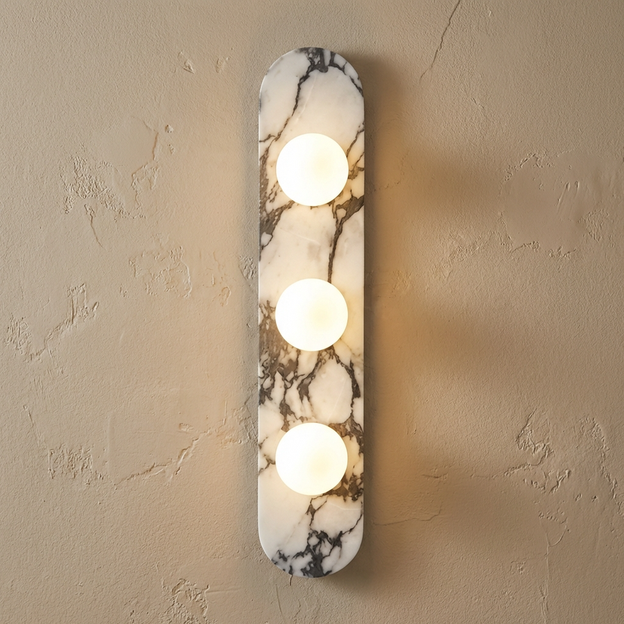 Natural Marble Wall Light Panel-Lighting > Wall Lights-casanuva-3 Light-Warm Light-casanuva
