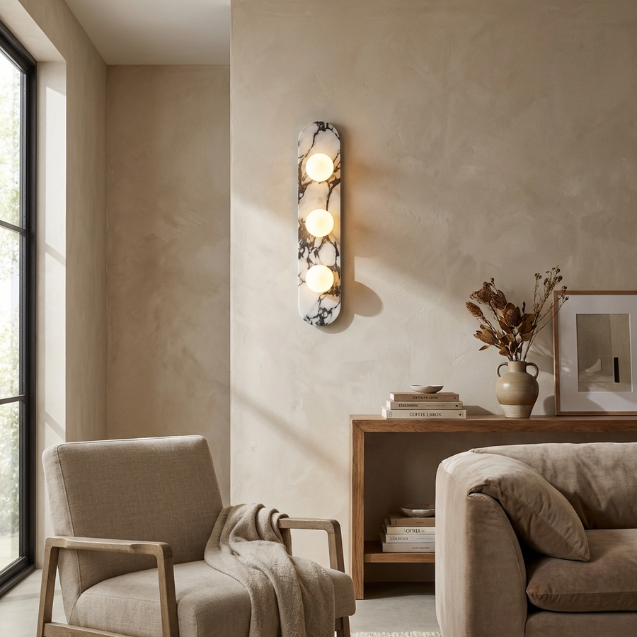 Natural Marble Wall Light Panel-Lighting > Wall Lights-casanuva-casanuva