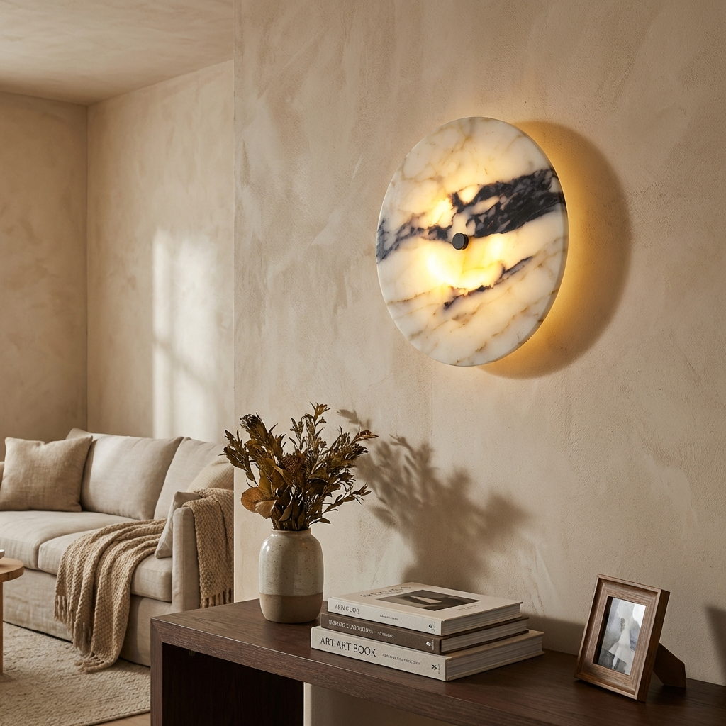 Natural Marble Wall Sconce Light-Lighting > Wall Lights-casanuva-casanuva
