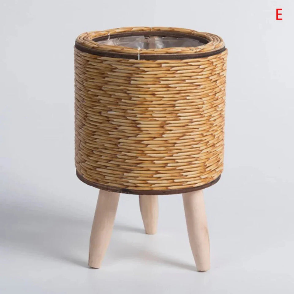Natural Plant Pot Lightweight Plastic for Indoor and Outdoor Use-Home Decor > Decorative Accessories-casanuva-Cylinder-Light Brown-casanuva