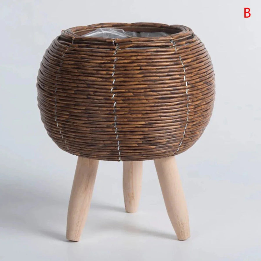 Natural Plant Pot Lightweight Plastic for Indoor and Outdoor Use-Home Decor > Decorative Accessories-casanuva-Round-Dark Brown-casanuva