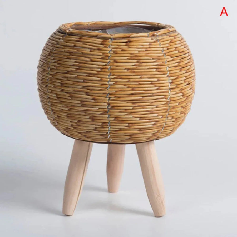 Natural Plant Pot Lightweight Plastic for Indoor and Outdoor Use-Home Decor > Decorative Accessories-casanuva-Round-Light Brown-casanuva