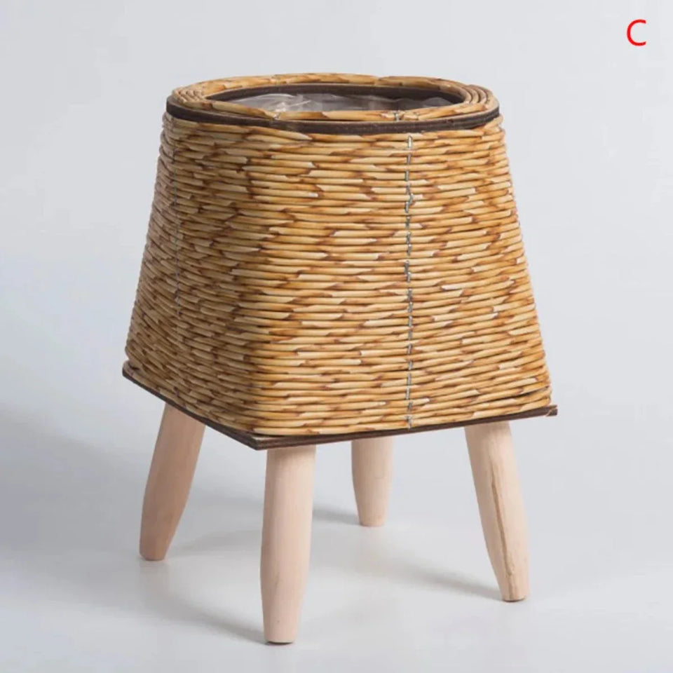 Natural Plant Pot Lightweight Plastic for Indoor and Outdoor Use-Home Decor > Decorative Accessories-casanuva-Square-Light Brown-casanuva