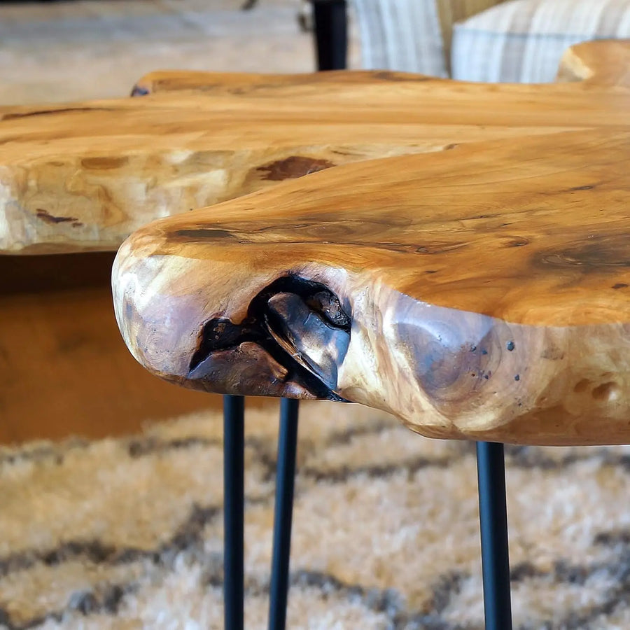 Natural Wood Side Table Compact Versatile Design Warm Country Style-Furniture > Side Tables-casanuva-casanuva