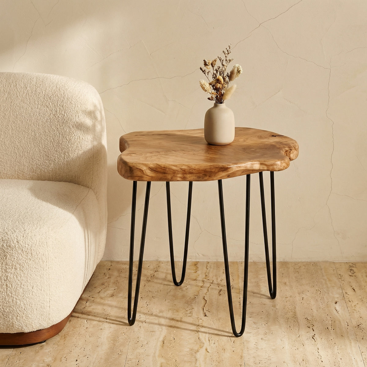 Natural Wood Side Table Compact Versatile Design Warm Country Style-Furniture > Side Tables-casanuva-casanuva