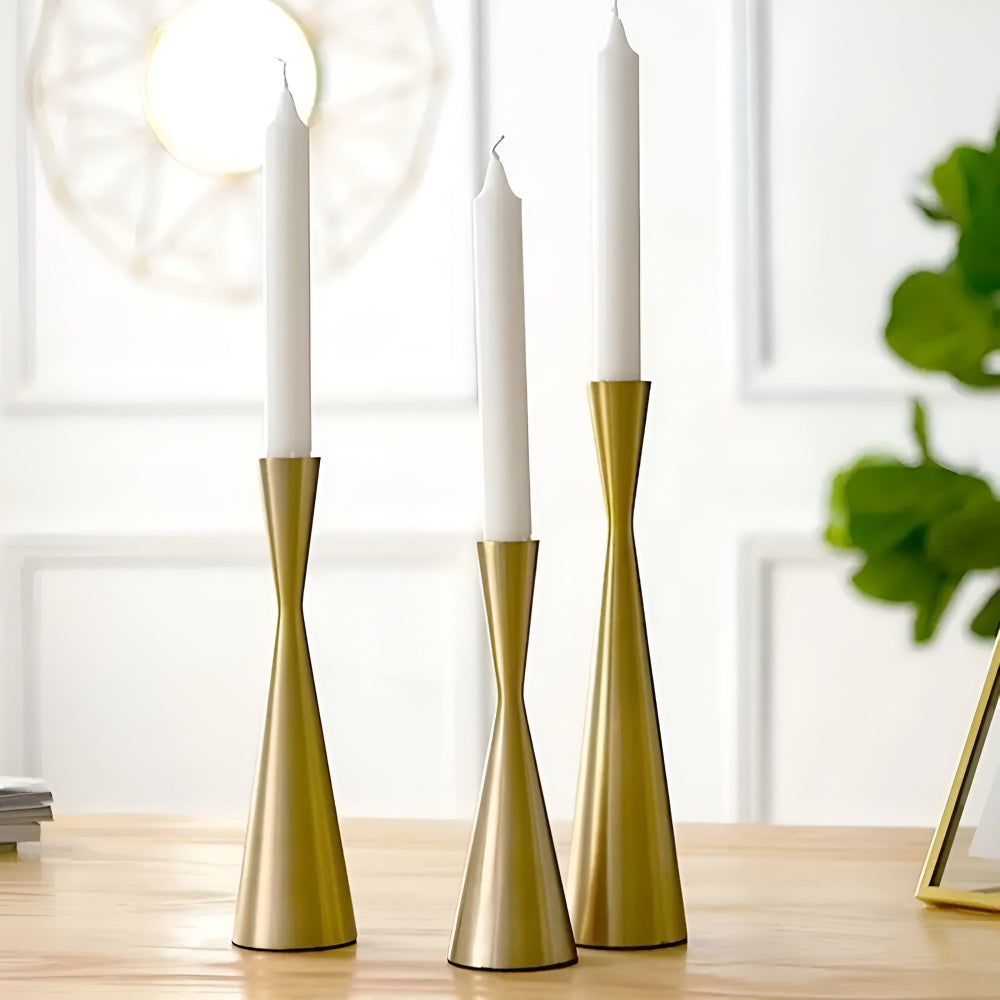 Nordic Brass Waist Candlestick Set of 3-Home Decor > Candle Holders-casanuva-Golden Grace-casanuva