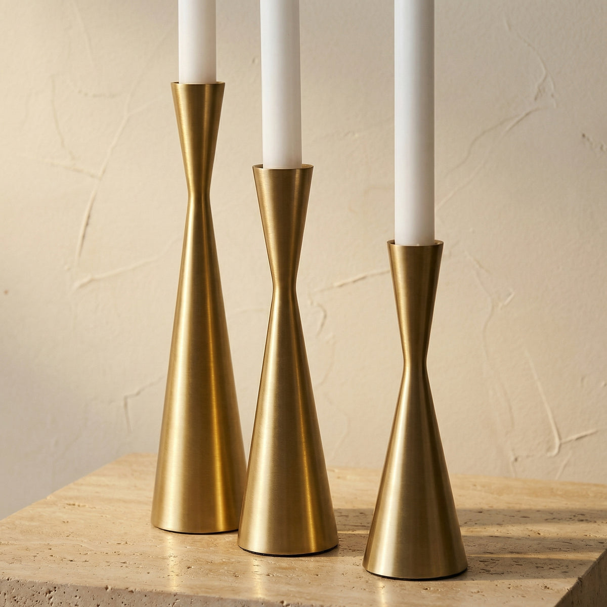 Nordic Brass Waist Candlestick Set of 3-Home Decor > Candle Holders-casanuva-casanuva