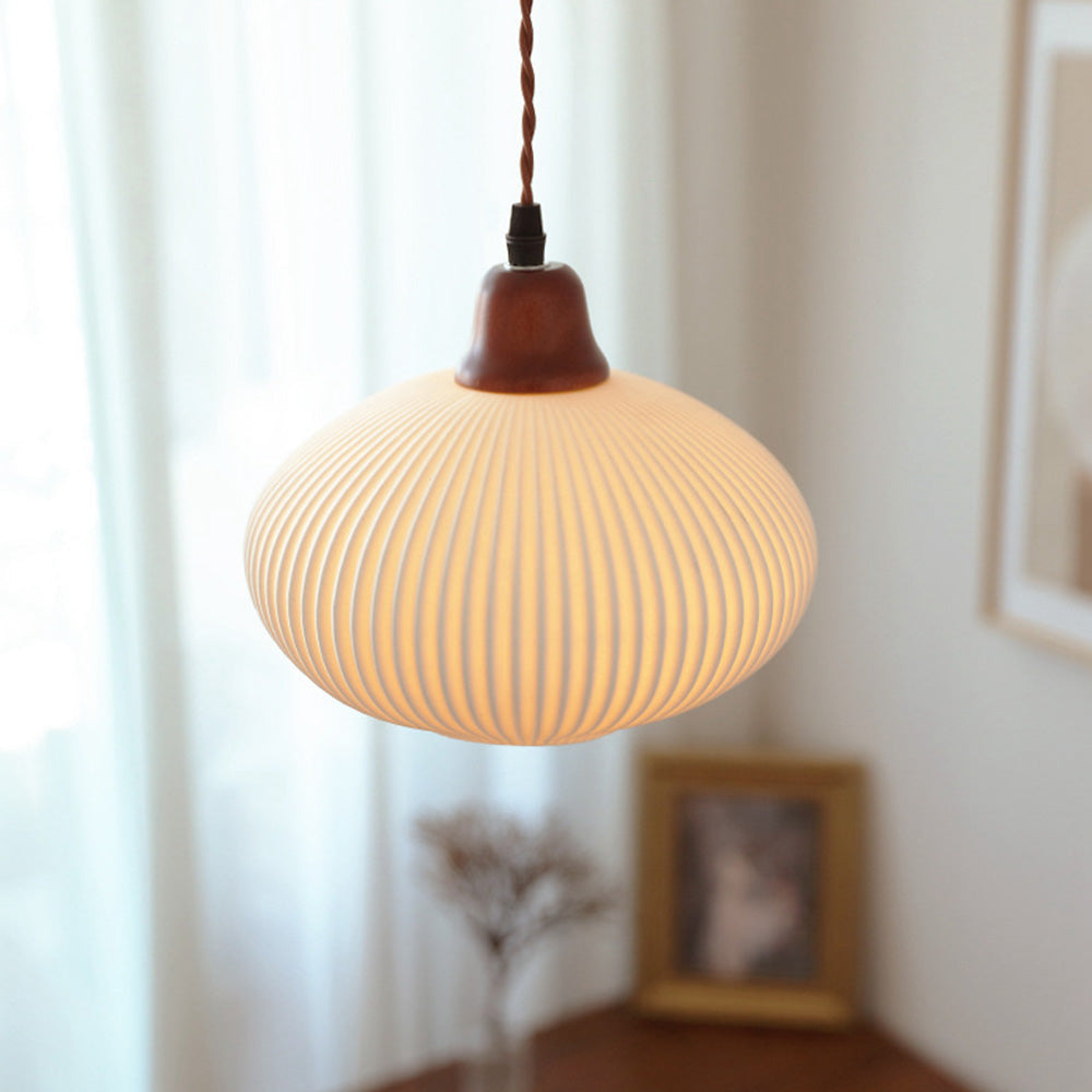 Nordic Ceramic White Pendant Light for Dining Room-Lighting > Pendant Lights-casanuva-Model C - D23×H26cm-casanuva