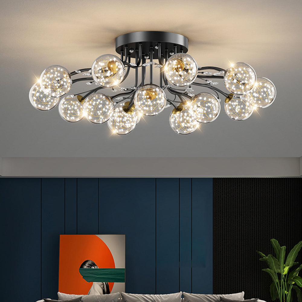 Nordic Creative Ceiling Light Fixture-Lighting > Ceiling Lights-casanuva-Black-D80*H30CM-12 bulbs-Neutral light-casanuva