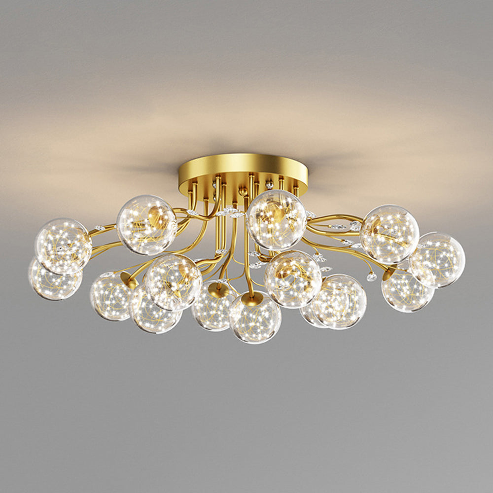 Nordic Creative Ceiling Light Fixture-Lighting > Ceiling Lights-casanuva-Gold-D90*H30CM-15 bulbs-Neutral light-casanuva