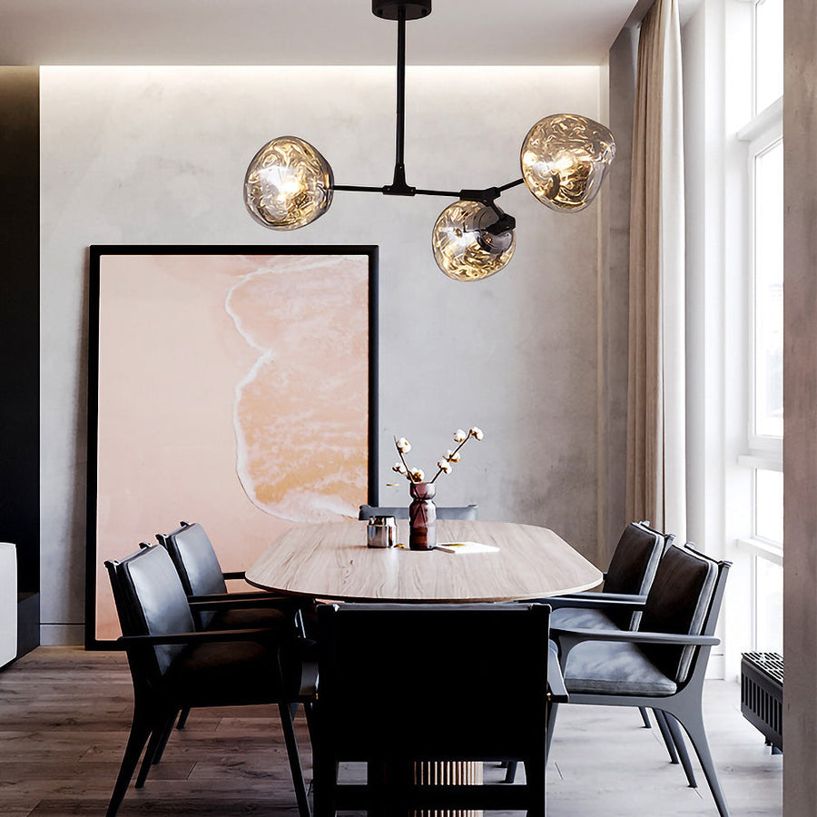 Nordic Long Glass Island Lamp for Living Room-Lighting > Pendant Lights-casanuva-Black-Chrome-3 Lamps D72*H63cm-casanuva
