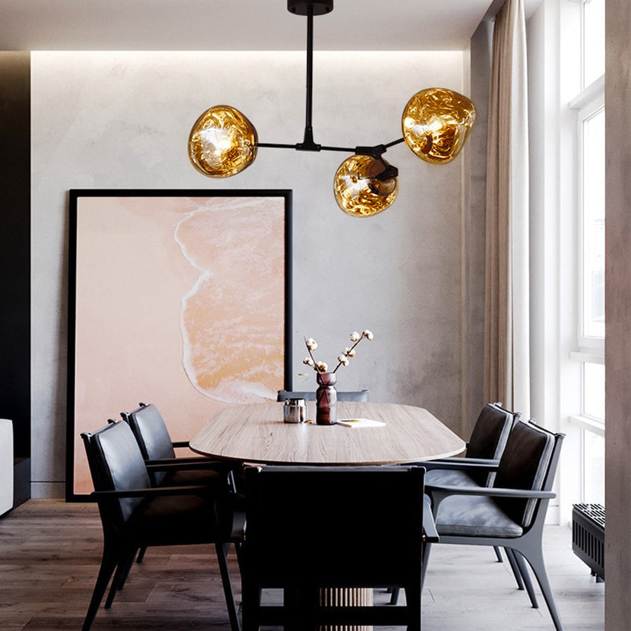 Nordic Long Glass Island Lamp for Living Room-Lighting > Pendant Lights-casanuva-Black-Gold-3 Lamps D72*H63cm-casanuva