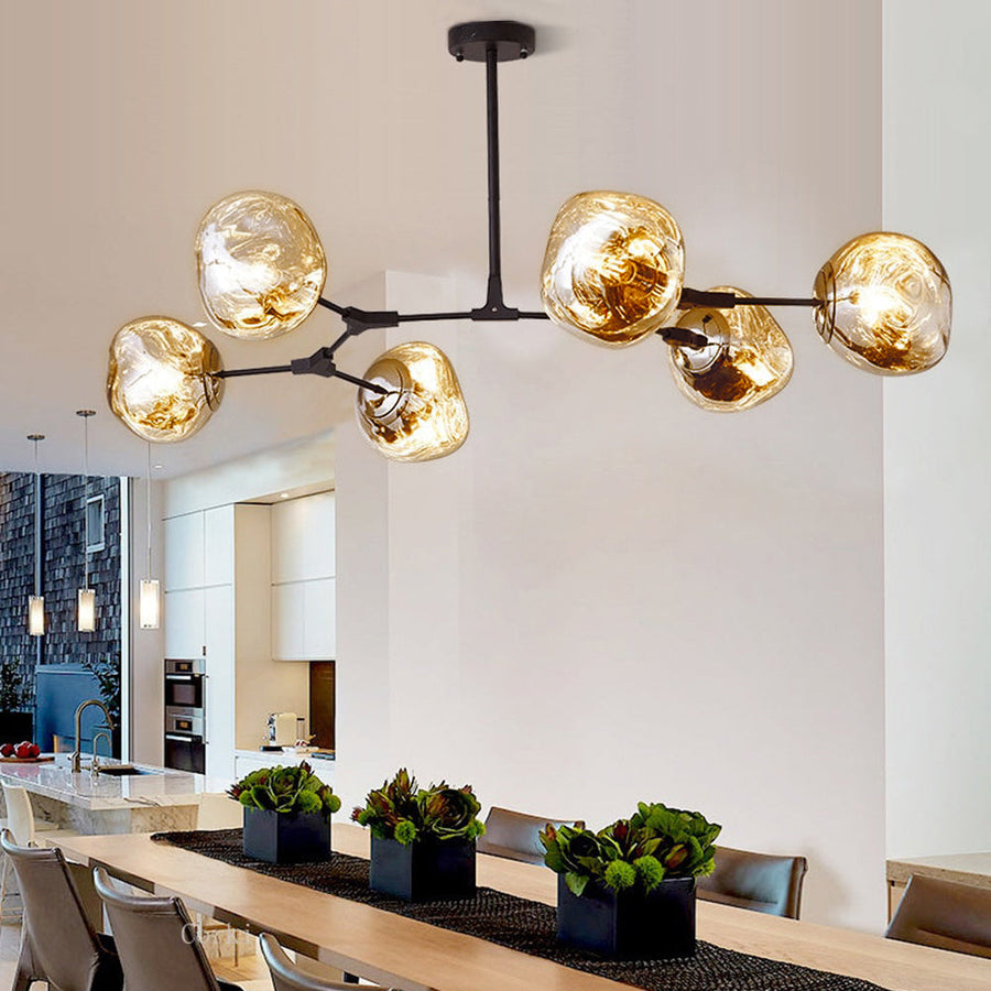 Nordic Long Glass Island Lamp for Living Room-Lighting > Pendant Lights-casanuva-Black-Gold-6 Lamps D125*H74cm-casanuva