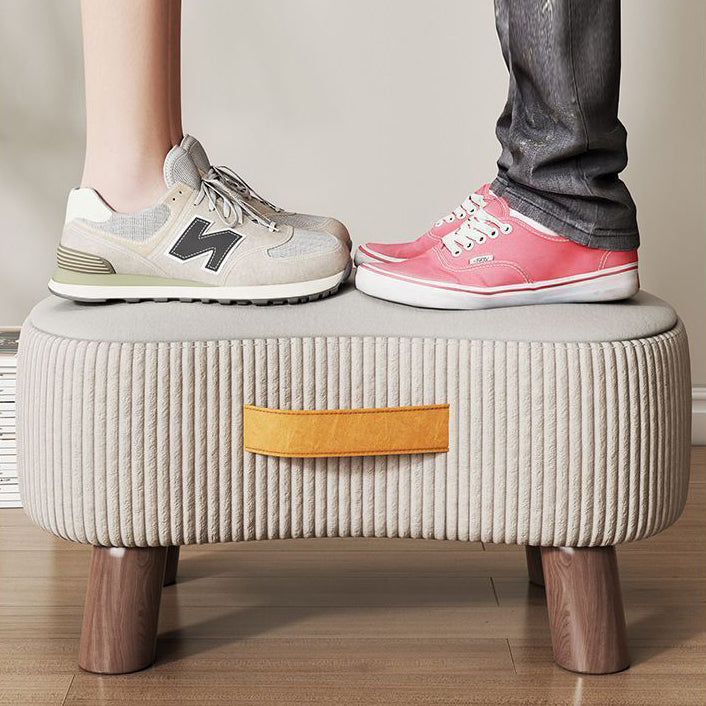 Nordic Portable Flannelette Footstool Solid Wood Backless Armless-Furniture > Side Tables-casanuva-casanuva