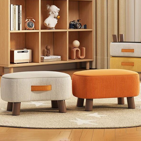 Nordic Portable Flannelette Footstool Solid Wood Backless Armless-Furniture > Side Tables-casanuva-casanuva