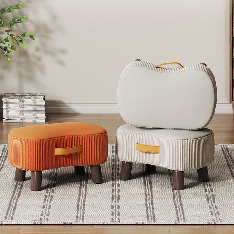 Nordic Portable Flannelette Footstool Solid Wood Backless Armless-Furniture > Side Tables-casanuva-casanuva