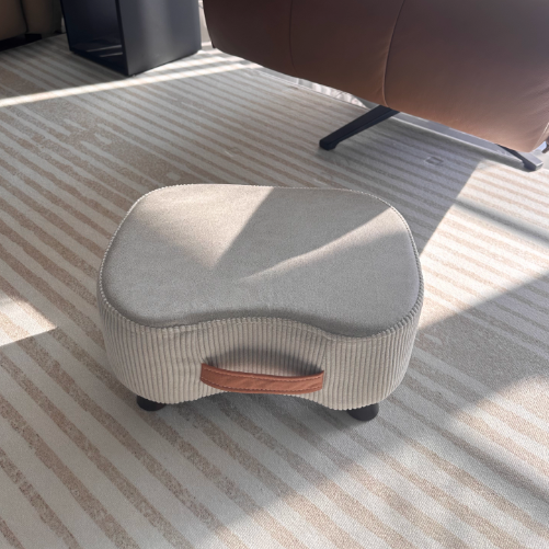 Nordic Portable Flannelette Footstool Solid Wood Backless Armless-Furniture > Side Tables-casanuva-casanuva