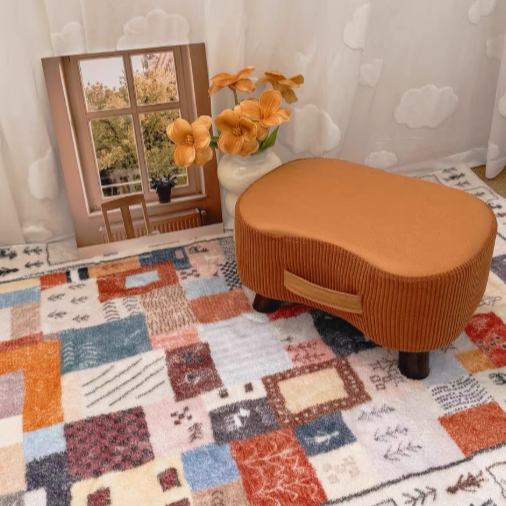 Nordic Portable Flannelette Footstool Solid Wood Backless Armless-Furniture > Side Tables-casanuva-casanuva