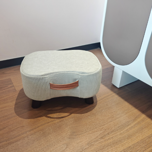 Nordic Portable Flannelette Footstool Solid Wood Backless Armless-Furniture > Side Tables-casanuva-casanuva