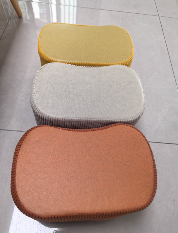 Nordic Portable Flannelette Footstool Solid Wood Backless Armless-Furniture > Side Tables-casanuva-casanuva