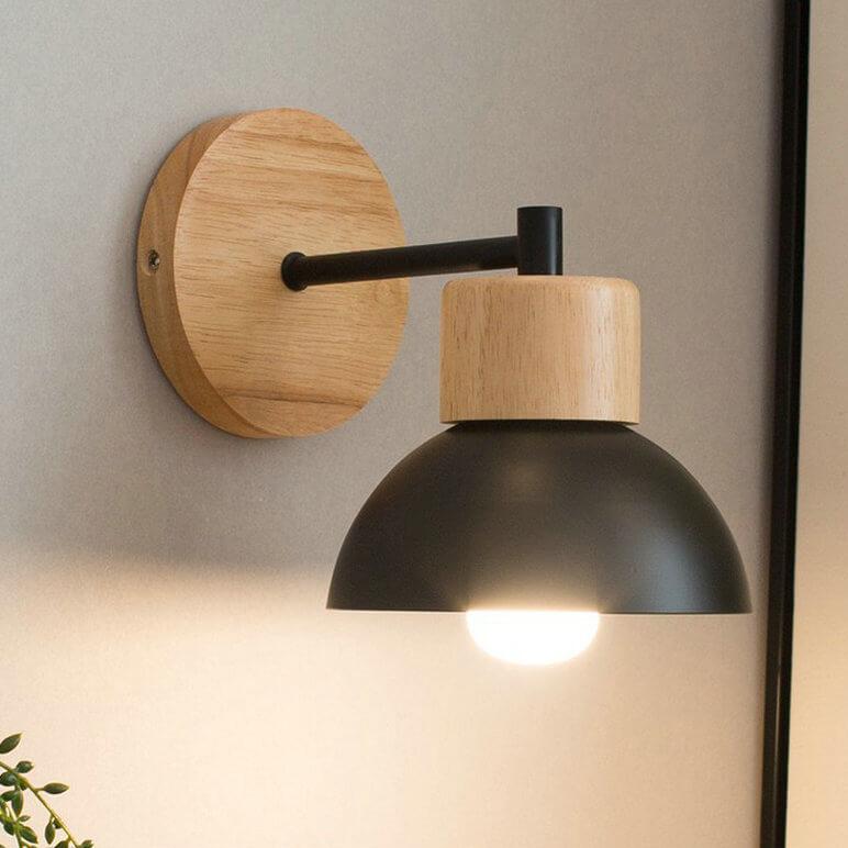 Nordic Wood and Metal Wall Sconce Lamp-Lighting > Wall Lights-casanuva-Black-110V-120V-casanuva