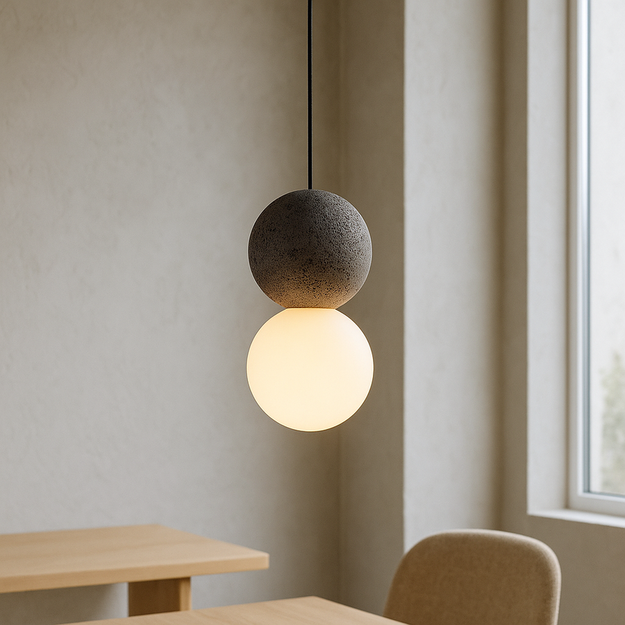 Obsidian Stone Pendant Light Minimalist Design-Lighting > Pendant Lights-casanuva-casanuva