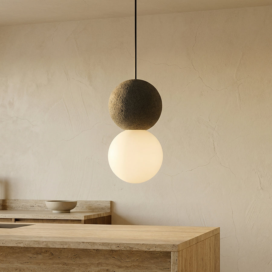 Obsidian Stone Pendant Light Minimalist Design-Lighting > Pendant Lights-casanuva-casanuva