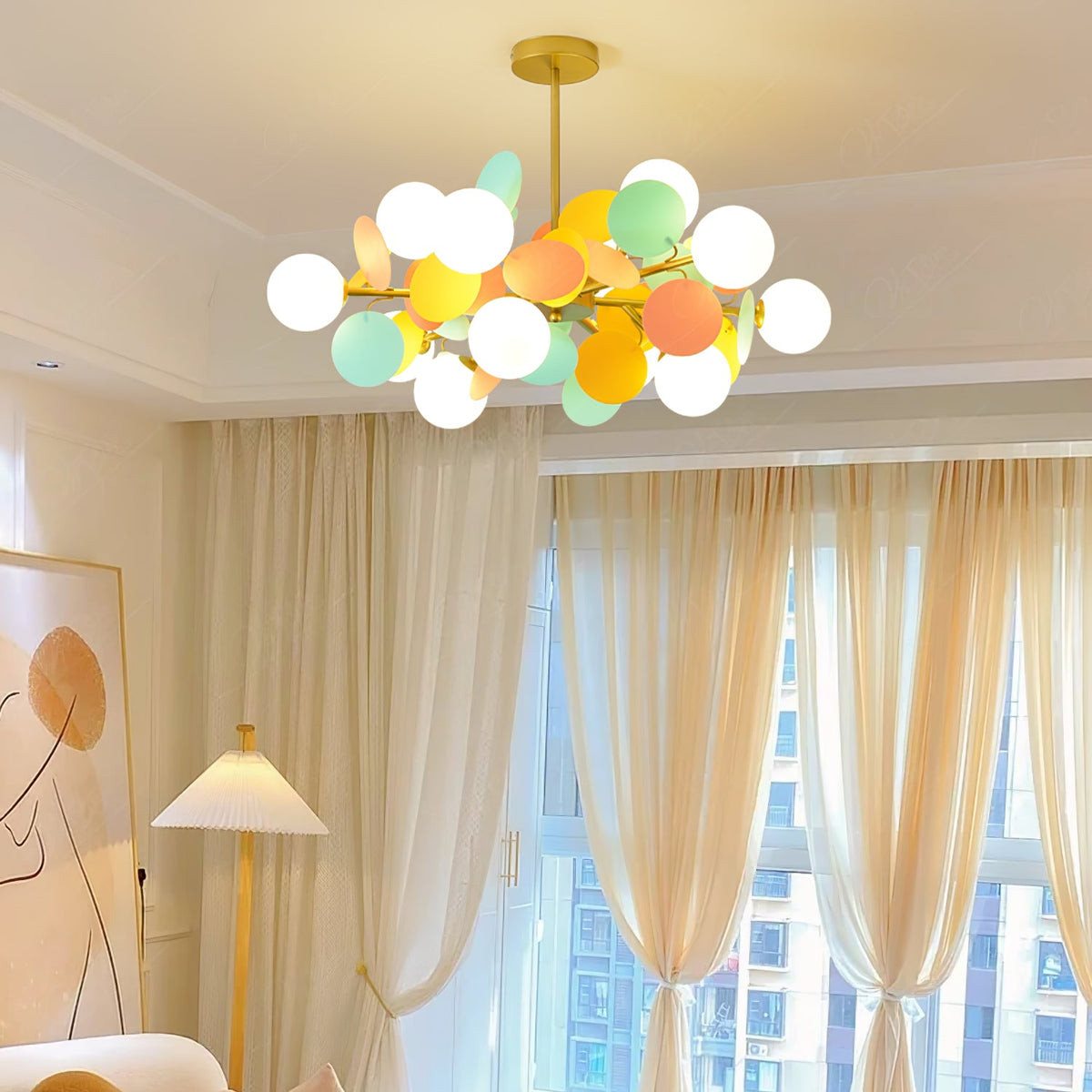 Off White Tree Chandelier Light Fixture-Lighting > Chandeliers & Pendant Lights-casanuva-casanuva