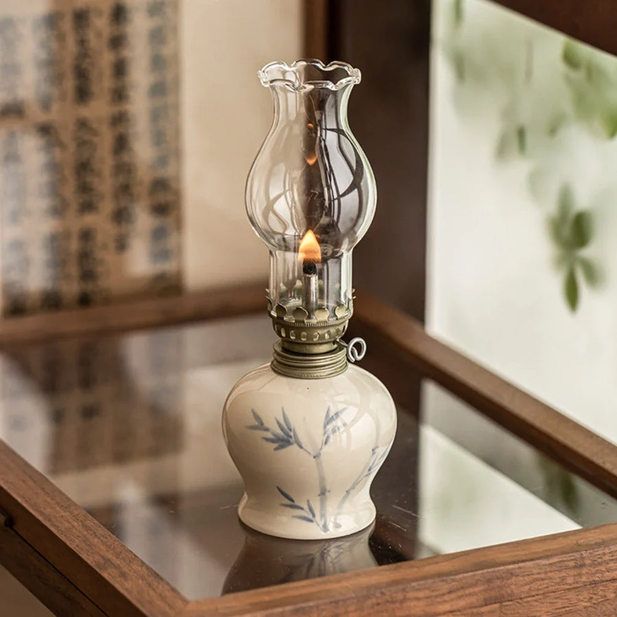 Oil Lantern with Adjustable Flame and Durable Design-Home Decor > Decorative Accessories-casanuva-Bamboo Serenity-Bud-casanuva