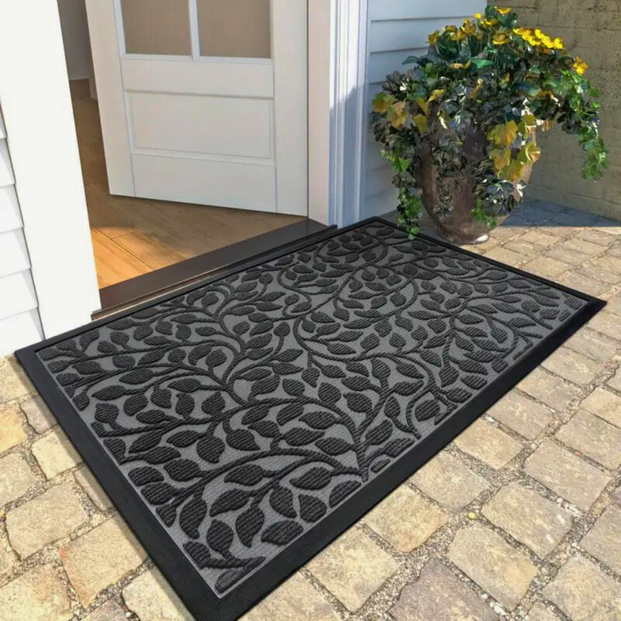 Olive Grove Door Mat Natural Fiber Design-Rugs & Mats > Door Mats-casanuva-Gray-17"x30"-casanuva