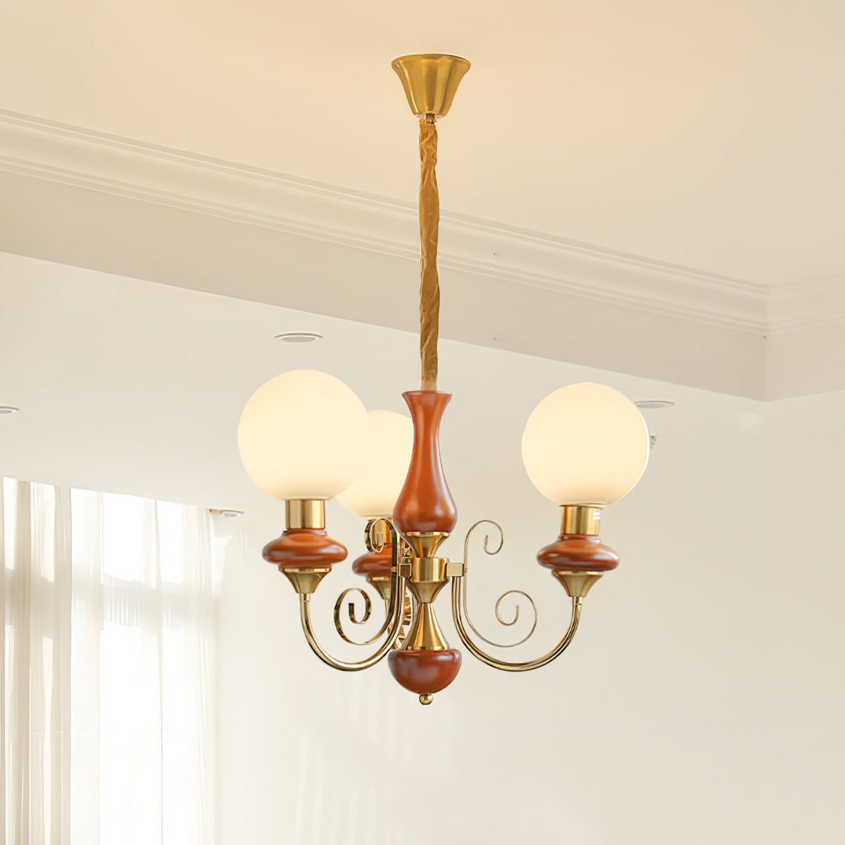 Onyx Crystal Chandelier-Lighting > Chandeliers & Pendant Lights-casanuva-3 heads 45cmx38cm-Gold & Mahogany-casanuva