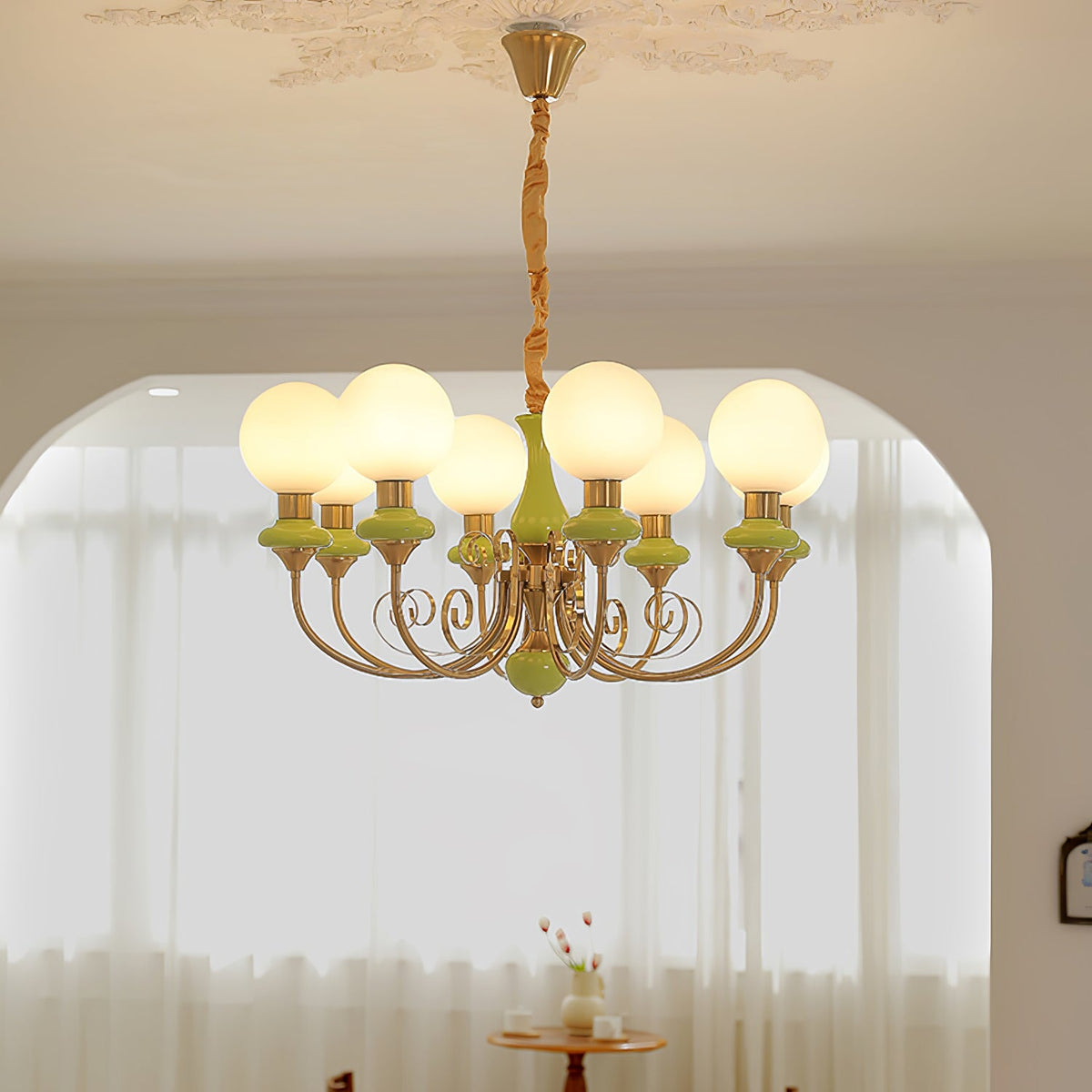 Onyx Crystal Chandelier-Lighting > Chandeliers & Pendant Lights-casanuva-8 heads 80cmx38cm-Gold & Green-casanuva