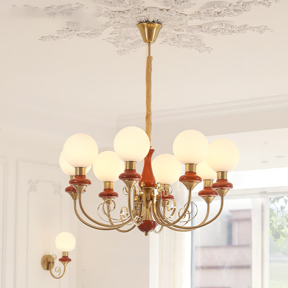 Onyx Crystal Chandelier-Lighting > Chandeliers & Pendant Lights-casanuva-8 heads 80cmx38cm-Gold & Mahogany-casanuva