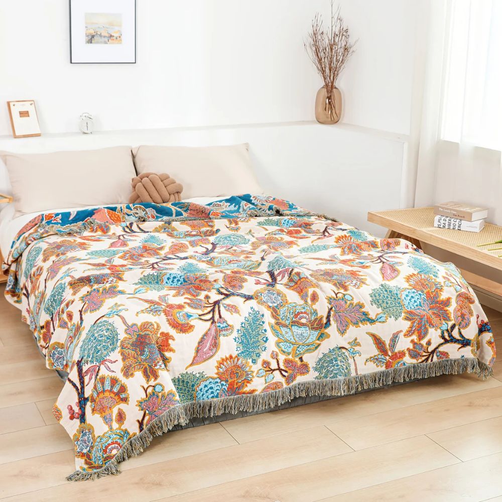 Ornamental Cotton Garden Blanket-Bedding & Bath > Blankets-casanuva-casanuva