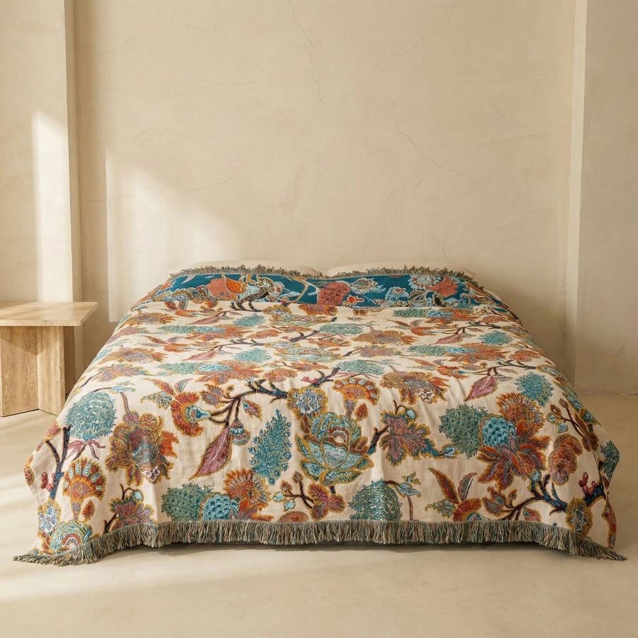 Ornamental Cotton Garden Blanket-Bedding & Bath > Blankets-casanuva-casanuva